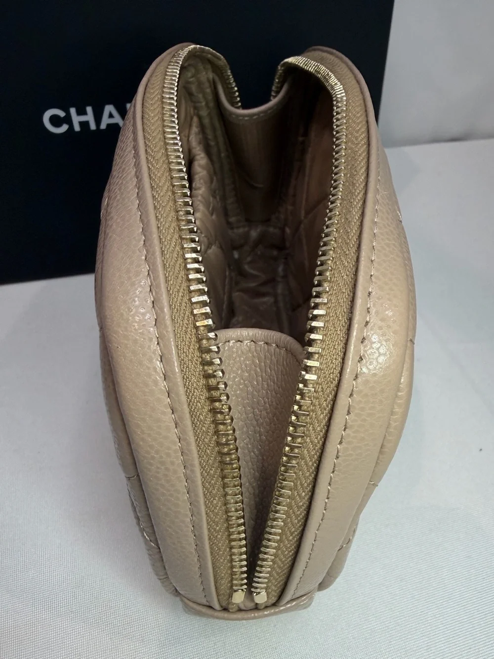 CHANEL Beige Small Curvy Pouch 26C